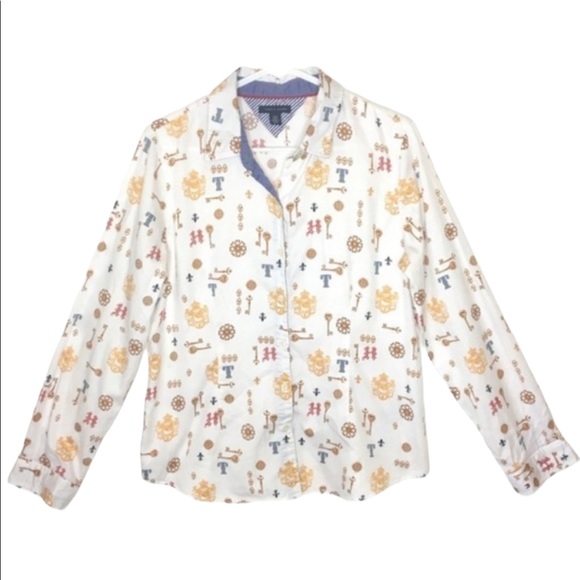 Tommy Hilfiger LS Button Up Shirt White Keys ac291 - Picture 2 of 8